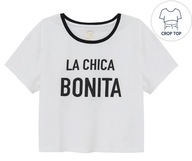 COOL CLUB T-shirt dziewczęcy crop top biały La Chica Bonita r. 146