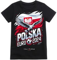 Koszulka dziecięca kibica POLSKA EURO 2024 z Orłem T-shirt dziecięcy