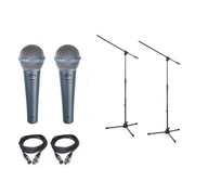 Shure Beta 58A - zestaw 2 mikrofonów + statywy + kable