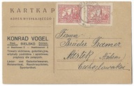 507 Bielsko Bielitz Reklamówka KONRAD VOGEL Skóra galanteria tytoń 1928 r !