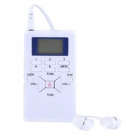 LCD FM Prenosné Mini-Rádio so slúchadlami biela