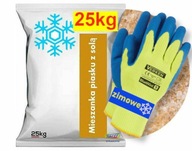 Piasek+sól drogowa MIESZANKA do posypywania dróg ulic 25kg +rękawice zimowe