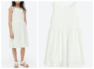 H&M biała sukienka koronkowa 122/128
