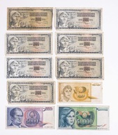 JUGOSŁAWIA - ZESTAW BANKNOTÓW 1978-1990 (NR 7)