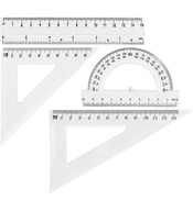 Geometrická sada transparent, pravítko 15 cm