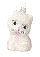 Karácsonyfadísz cica fehér pihe-puha