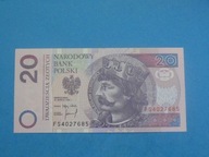Polska Banknot 20 zł 1994 seria FS stan UNC