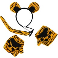 zestaw PRZEBRANIE Tygrys kot USZY + OPASKA+ OGON zoo Safari rękawiczki