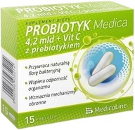 PROBIOTIKUM MEDICA 4,2MLD +VIT.C S PREBIOTIKOM 15 kaps. Bakteriálna flóra