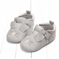 Topánky obuv niechodki dojčenské jarné SIVÁ MYŠKY 62-68 10,5cm 16 17