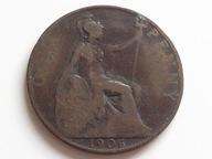 Anglia 1906 One Penny , Król Edward VII st. 3-