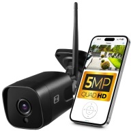 Kültéri IP WiFi kamera 5MPx 5MP Fekete Emberérzékelés, AUDIO