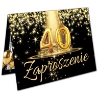 Zaproszenia na 40 Urodziny Gold Balony z kopertą