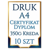 DYPLOM CERTYFIKAT 100 szt DRUK A4 Kreda 350g