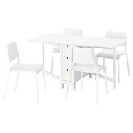 IKEA NORDEN / TEODORES Stôl a 4 stoličky biela/biela 26/89/152 cm