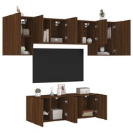 6-dielna zostava nábytku TV hnedá dub materiál na báze dreva