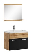 Kúpeľňová skrinka s umývadlom, zrkadlo wotan/čierna mat 60x35cm Etna
