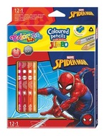 Ceruzkové pastelky trojuholníkové jumbo Spiderman Colorino Kids 13 farieb 12 ks