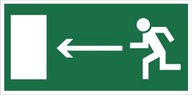 Znak Kierunek do wyjścia drogi ewakuacyjnej (w lewo) PCV 15x30 foto