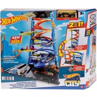 Duży Zestaw Tor Hot Wheels HKX43 Wyścigowa Wieża z Transformacją