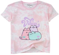 PUSHEEN KOTKI BLUZKA T-SHIRT dziewczęcy bawełna RÓŻ 164 D064G