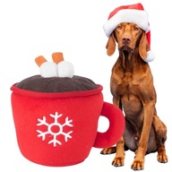 Hračka pre psa Vianočný hrnček KAKAO maskot s pískatkom na Vianoce