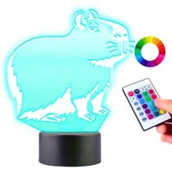 Detská nočná stolná lampa Kapibara Capybara 16 LED 3D + Diaľkové ovládanie