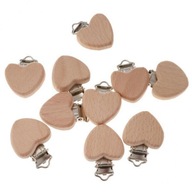 3X bukowe drewniane smoczki dla dzieci uchwyty na smoczki klipsy do smoczków DIY smoczek w kształcie serca