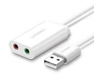 UGREEN ZEWNĘTRZNA KARTA DŹWIĘKOWA ADAPTER HUB USB DO 2X MINIJACK 3,5MM 15CM