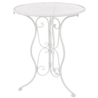 Biely provensálsky stôl záhradný stôl dekoratívny kov okrúhly vintage