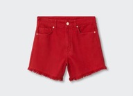 MANGO TEEN szorty jeans wysoki stan strzępienia czerwone XS 158