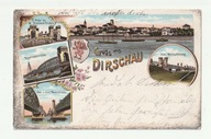 TCZEW. Gruss aus Dirschau. 1899. Pocztówka wielosekcyjna.