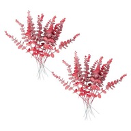 20 kusov umelých listov eukalyptu s kvetinovou výplňou do vázy červená