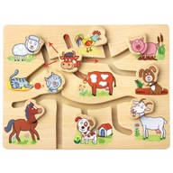 Detské puzzle Posuvník Zvieratká Farma Bino