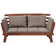 Sofa ogrodowa drewniana 165/210 cm ciemna z regulowanymi podłokietnikami PO