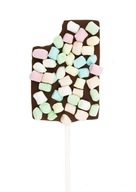 Czekoladowy lizak tabliczka czekolady z pysznymi piankami marshmallow