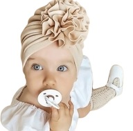 WIOSNA CZAPKA TURBAN z kwiatuszkiem r.38-42 cm 3-6 m-cy + GRATIS