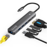 HUB Przejściówka USB-C Adapter 7W1 HDMI 4K USB 3.0 Gigabit Ethernet RJ45 M1