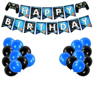 e137 dekoracje urodzinowe dla gracza girlanda + balony