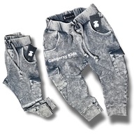 Despacito baggy cargo dekatyzowane spodnie dresowe szare 128 grey