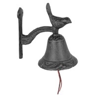 ZVONČEK ZÁHRADNÁ LIATINA VTÁK čierny ozdobný nástenný zvon pevný