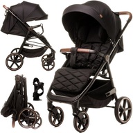 4 BABY Wózek spacerowy STINGER PRO BLACK + UCHWYT NA KUBEK