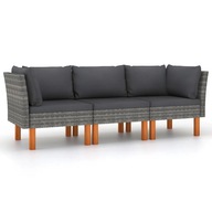 3-osobowa sofa ogrodowa z poduszkami, polirattan,