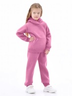 Zestaw Bluza z Kapturem + Spodnie Dla Dzieci Dres Ciepły Pink r 122