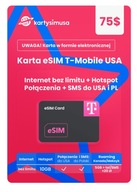 Karta eSIM SIM T-Mobile USA 75$ bez limitu+PL