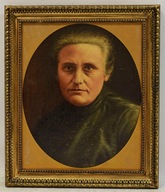Ok1900 Stary obraz Portret kobiety Olej 49x42 cm