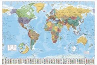 Politická mapa sveta - Vlajky - plagát 140x100 cm
