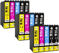 15× Atrament AQMI Tusze-do-drukarki-T0711-711-0711-EPSON pre Epson čierna (black), červená (magenta), modrá (cyan), sada, žltá (yellow)