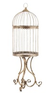 Zlatá veľká vysoká dekoratívna klietka lampión svietnik na nožičke