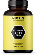 NUTRIQ vitamín C + D3 + zinok - 180 vegánskych kapsúl na 6 mesiacov